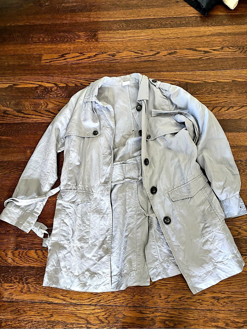 G&K Women's Trench Coat Light Blue Gray Size Medium